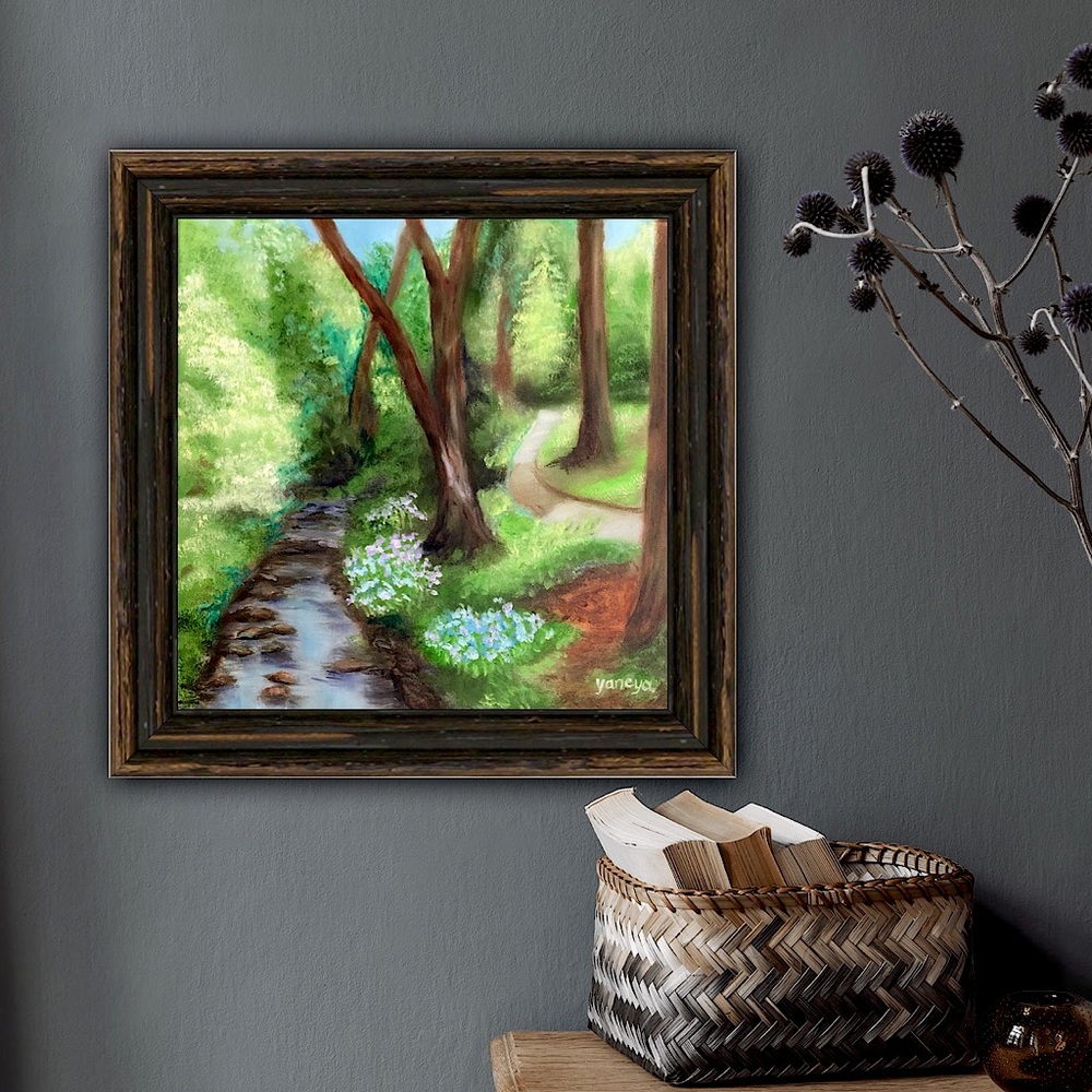 Summer Original landscape Oil Painting on 14x14” stretched canvas. Unframed